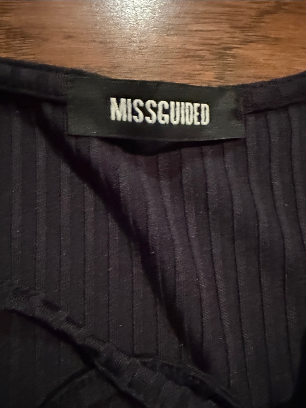 Missguided Black Ribbed Lace-Up Short Sleeve Tee - Picture 3 of 4